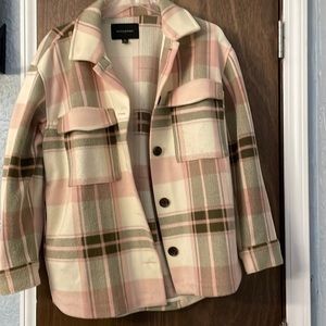 Banana Republic Factory Pink plaid shacket